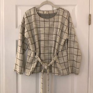 Madewell Windowpane Tie-Front Top
